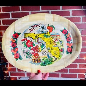 Vintage Bamboo Florida Souvenir Tray
